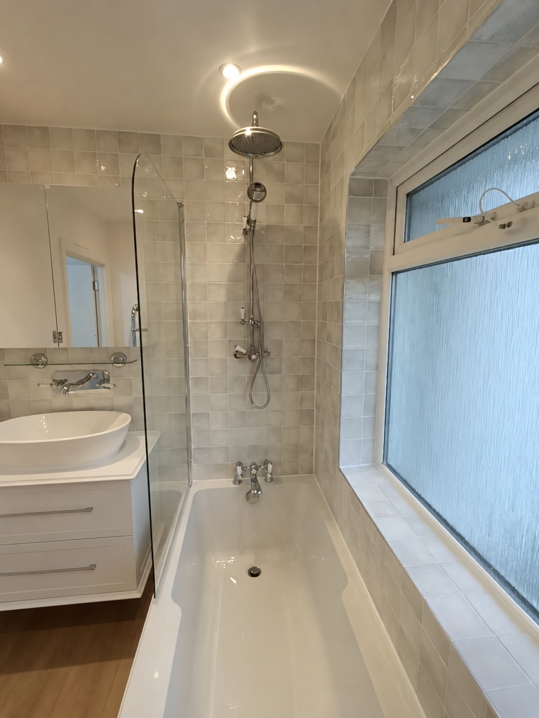 Completed bathroom renovation in Mill Hill NW7, north London, by Uz Pro Construction